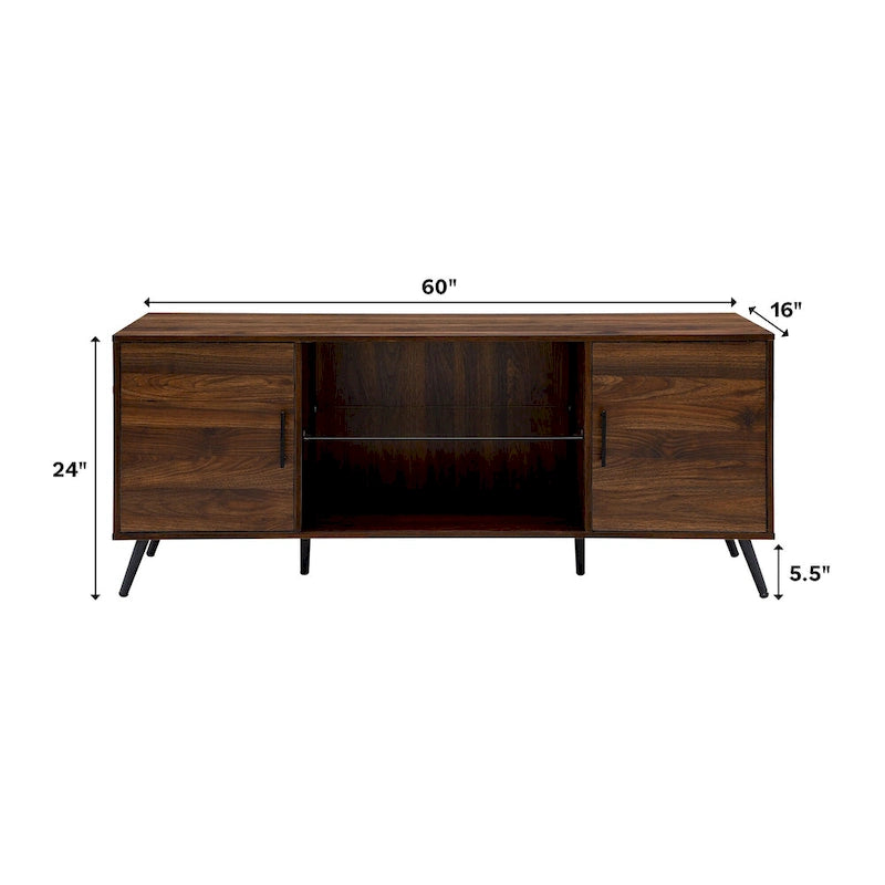 60-inch Mid-Century Modern 2-Door TV Stand