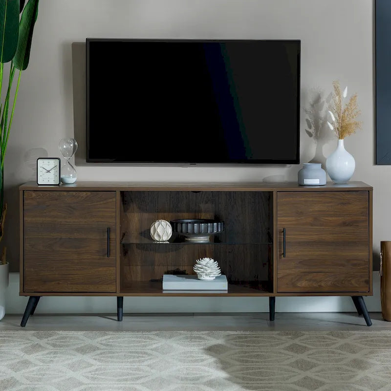 60-inch Mid-Century Modern 2-Door TV Stand