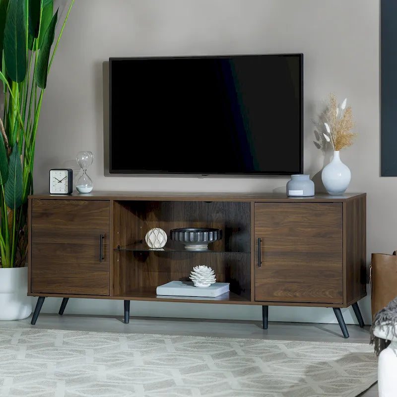 60-inch Mid-Century Modern 2-Door TV Stand