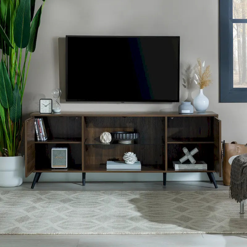 60-inch Mid-Century Modern 2-Door TV Stand