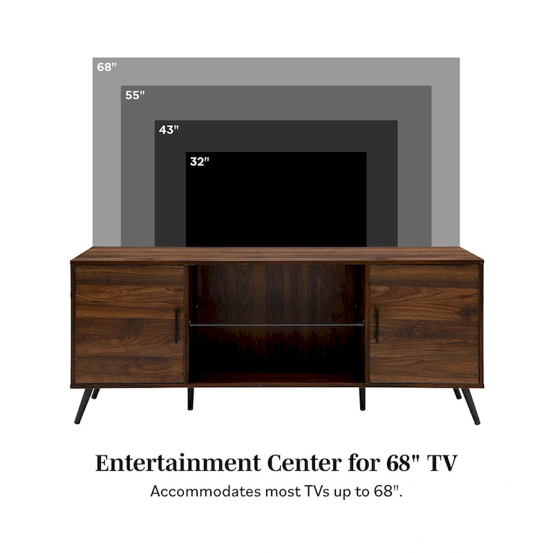 60-inch Mid-Century Modern 2-Door TV Stand