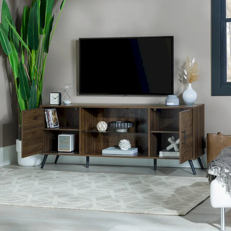60-inch Mid-Century Modern 2-Door TV Stand