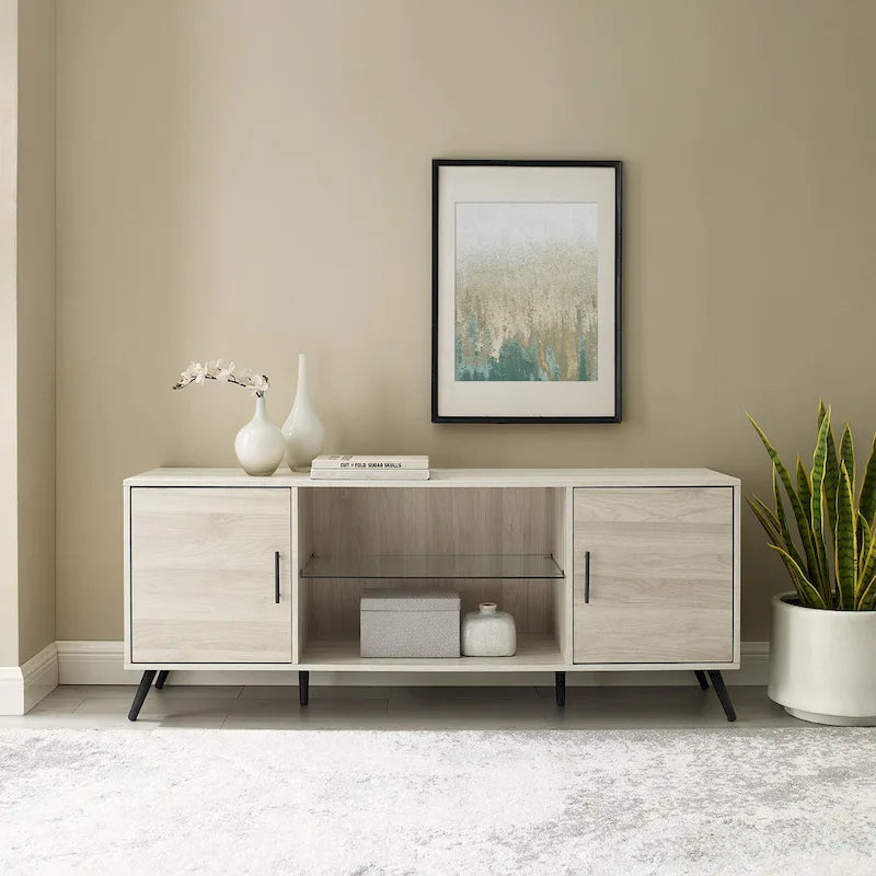 60-inch Mid-Century Modern 2-Door TV Stand