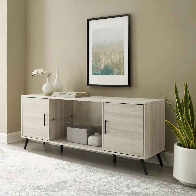 60-inch Mid-Century Modern 2-Door TV Stand