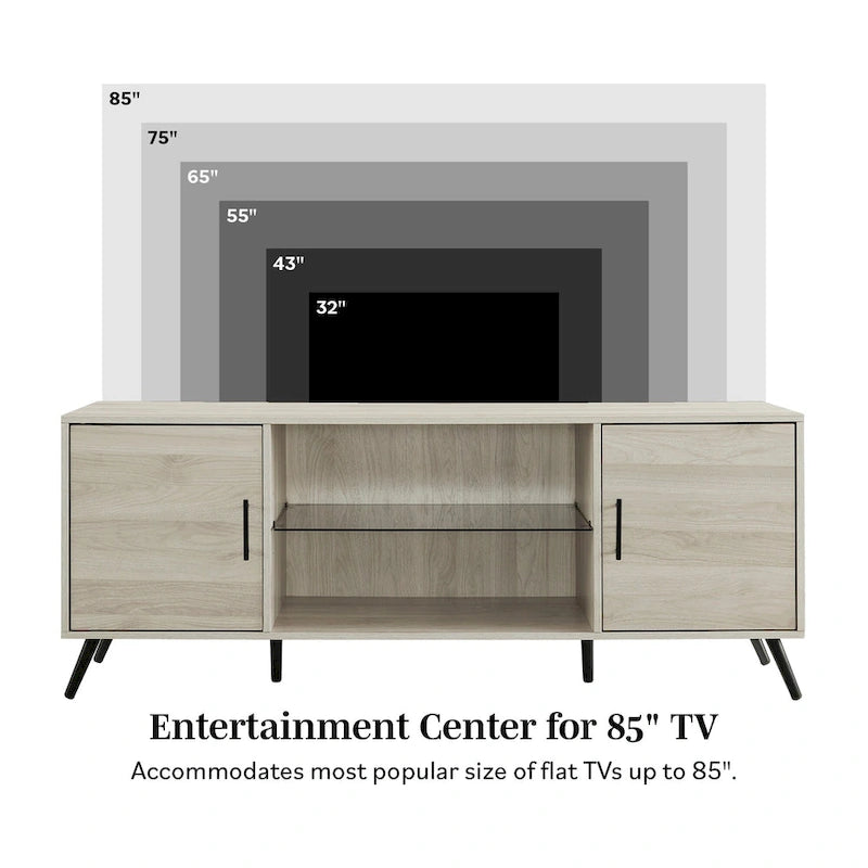 60-inch Mid-Century Modern 2-Door TV Stand