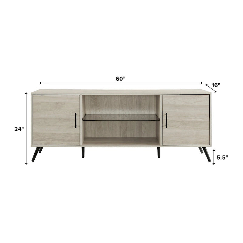 60-inch Mid-Century Modern 2-Door TV Stand
