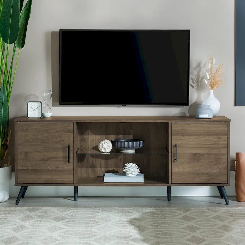 60-inch Mid-Century Modern 2-Door TV Stand