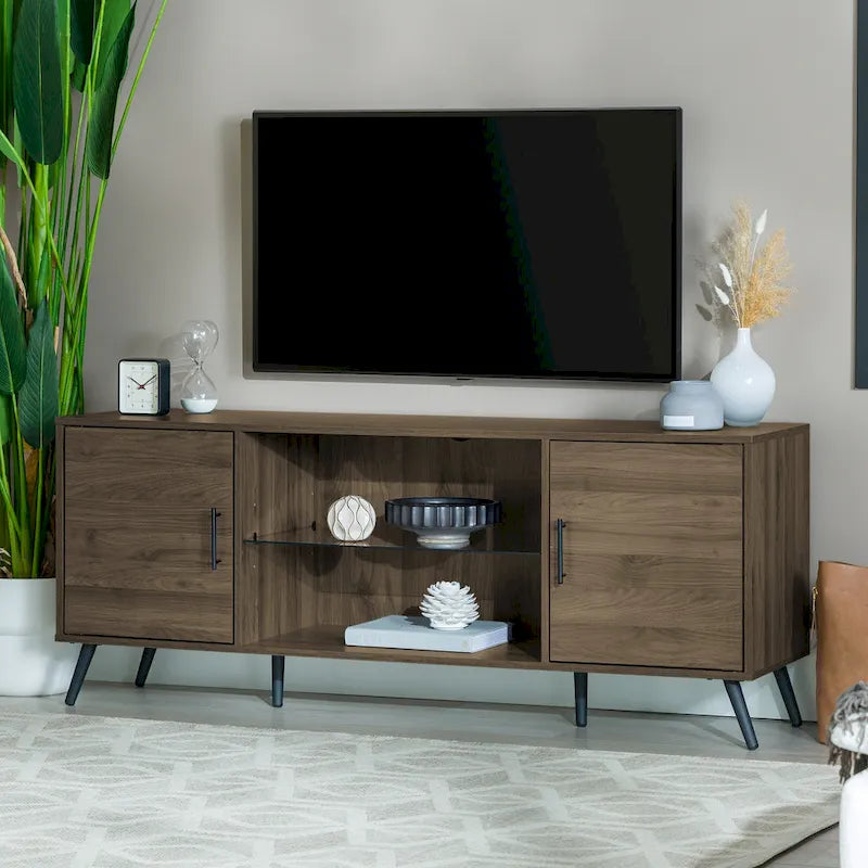 60-inch Mid-Century Modern 2-Door TV Stand