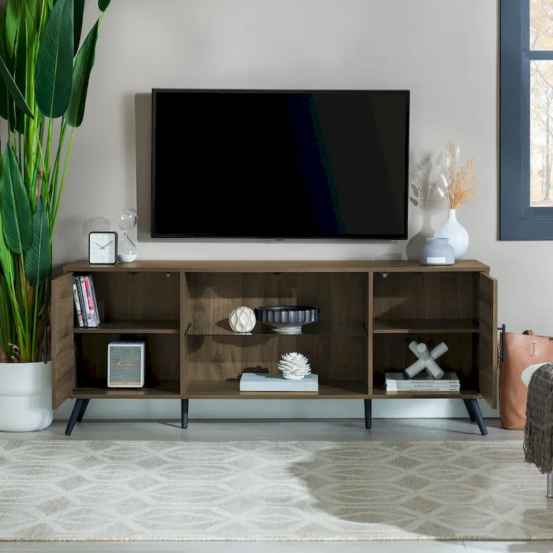 60-inch Mid-Century Modern 2-Door TV Stand