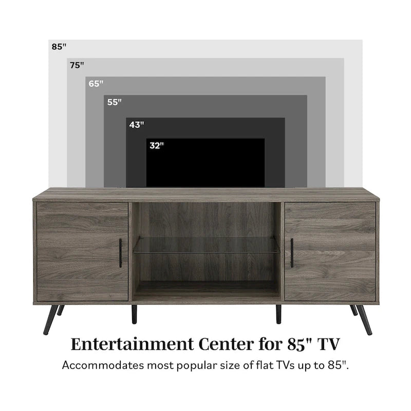 60-inch Mid-Century Modern 2-Door TV Stand