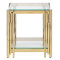 20-inch Square End Table with Tempered Glass Top and Golden Stainless Steel Base