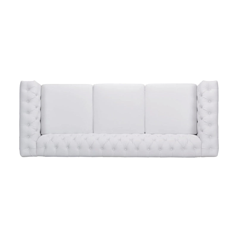 White 83 Chesterfield Button Tufted 3-Seater Sofa with Nailheads and Legs