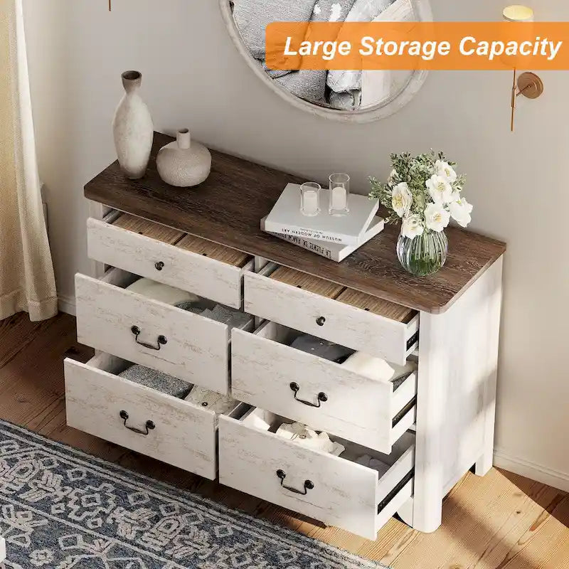 Farmhouse Dresser TV Stand with 6 Drawers for TVs up to 55"
