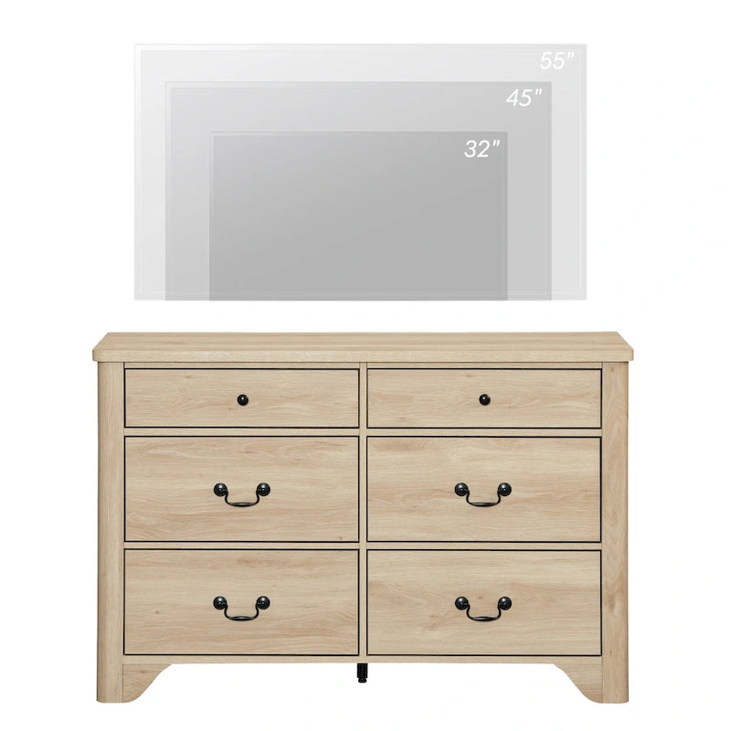 Farmhouse Dresser TV Stand with 6 Drawers for TVs up to 55"