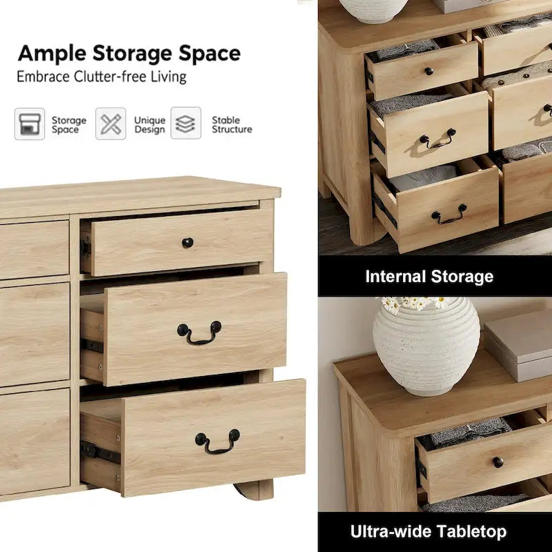 Farmhouse Dresser TV Stand with 6 Drawers for TVs up to 55"