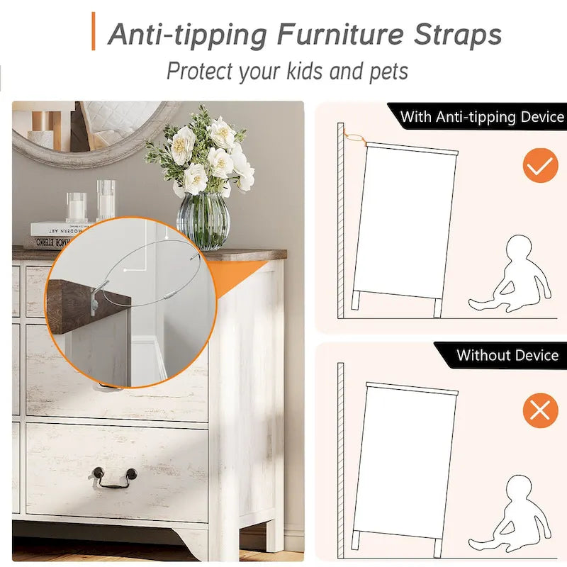 Farmhouse Dresser TV Stand with 6 Drawers for TVs up to 55"