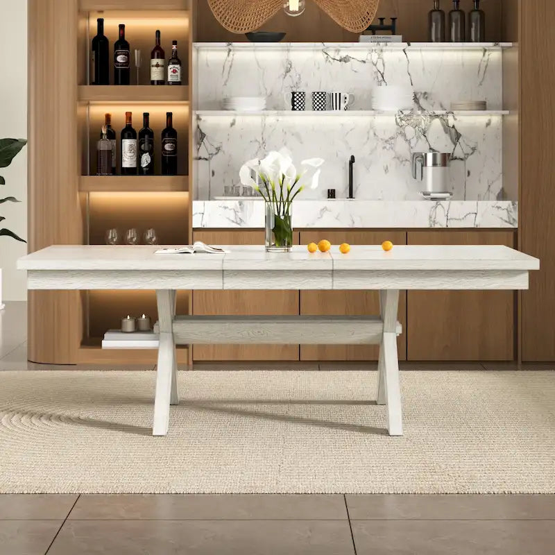 90-inch Modern Solid Wood Rectangular Extendable Dining Table