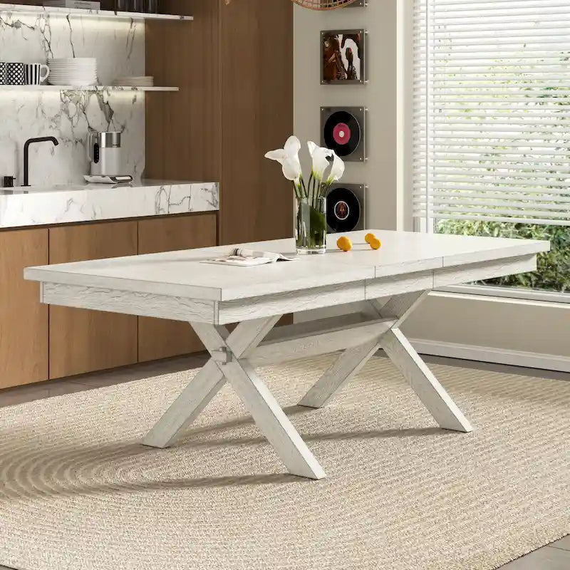 90-inch Modern Solid Wood Rectangular Extendable Dining Table