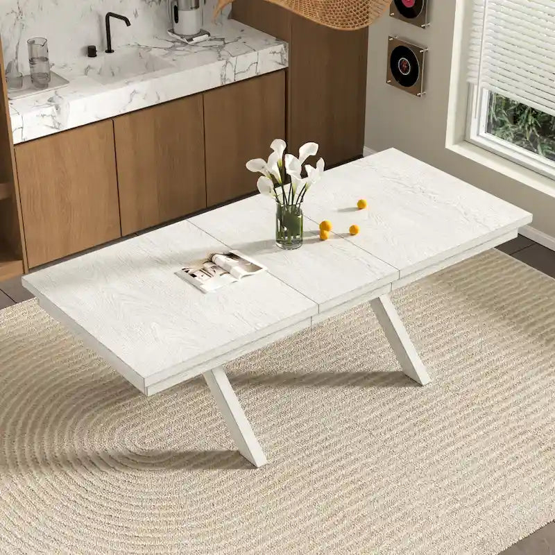 90-inch Modern Solid Wood Rectangular Extendable Dining Table