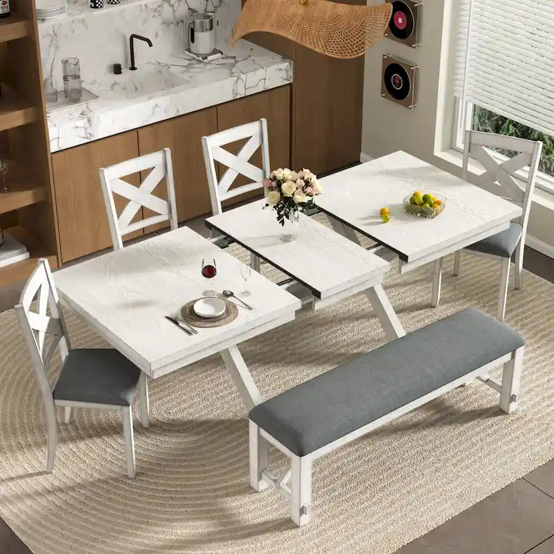 90-inch Modern Solid Wood Rectangular Extendable Dining Table