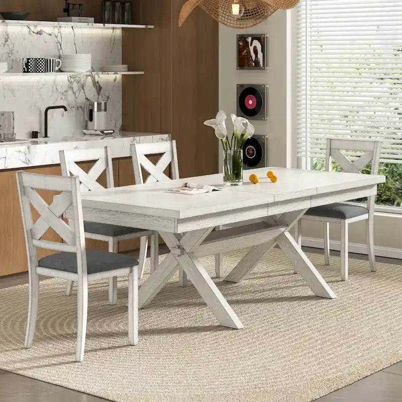 90-inch Modern Solid Wood Rectangular Extendable Dining Table