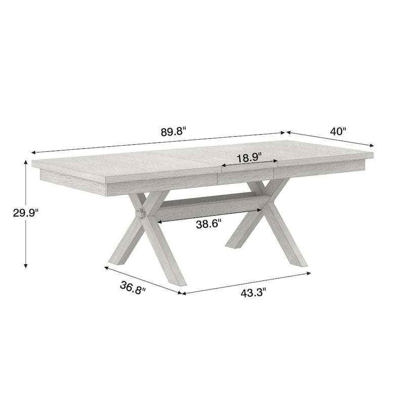 90-inch Modern Solid Wood Rectangular Extendable Dining Table