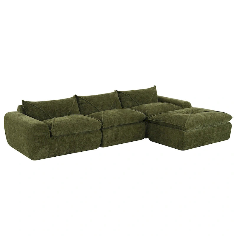 116-Inch Modern Chenille Sectional Sofa with High-Density Foam
