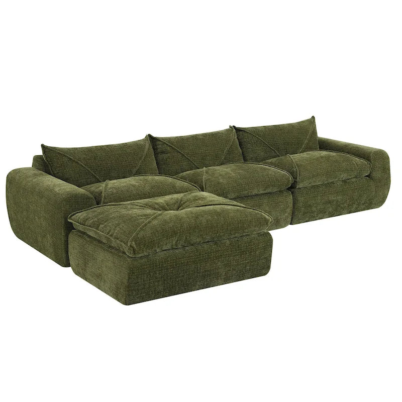 116-Inch Modern Chenille Sectional Sofa with High-Density Foam