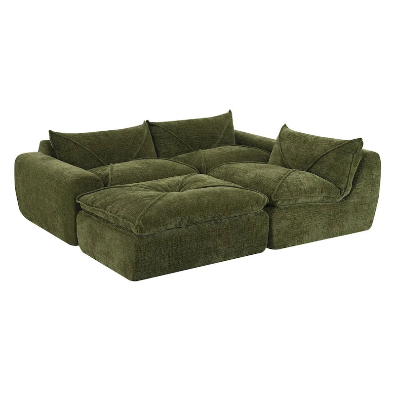 116-Inch Modern Chenille Sectional Sofa with High-Density Foam