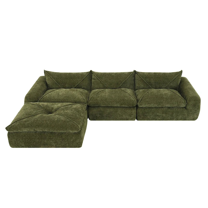 116-Inch Modern Chenille Sectional Sofa with High-Density Foam