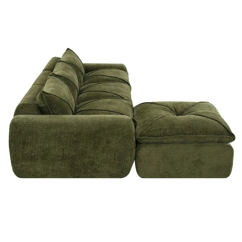 116-Inch Modern Chenille Sectional Sofa with High-Density Foam