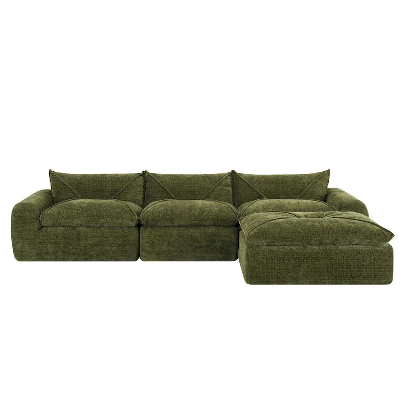 116-Inch Modern Chenille Sectional Sofa with High-Density Foam