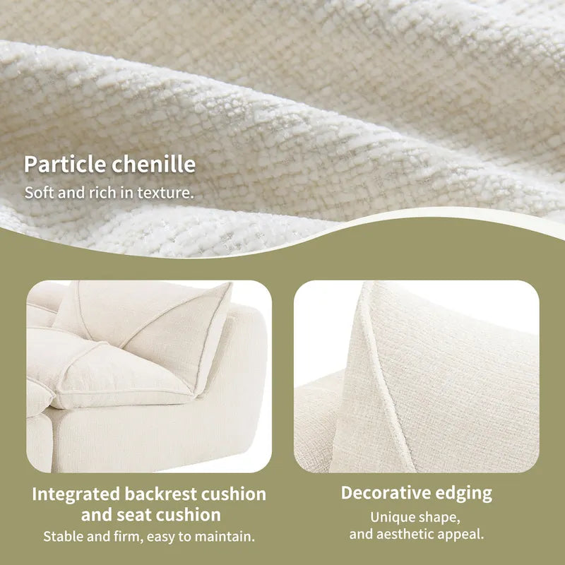 116-Inch Modern Chenille Sectional Sofa with High-Density Foam