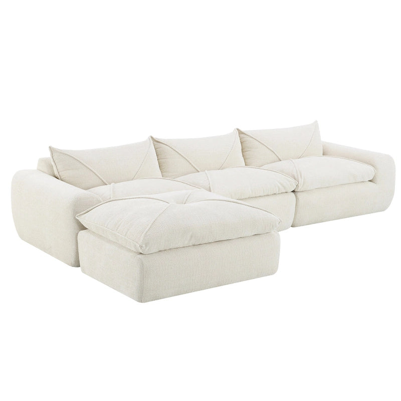 116-Inch Modern Chenille Sectional Sofa with High-Density Foam