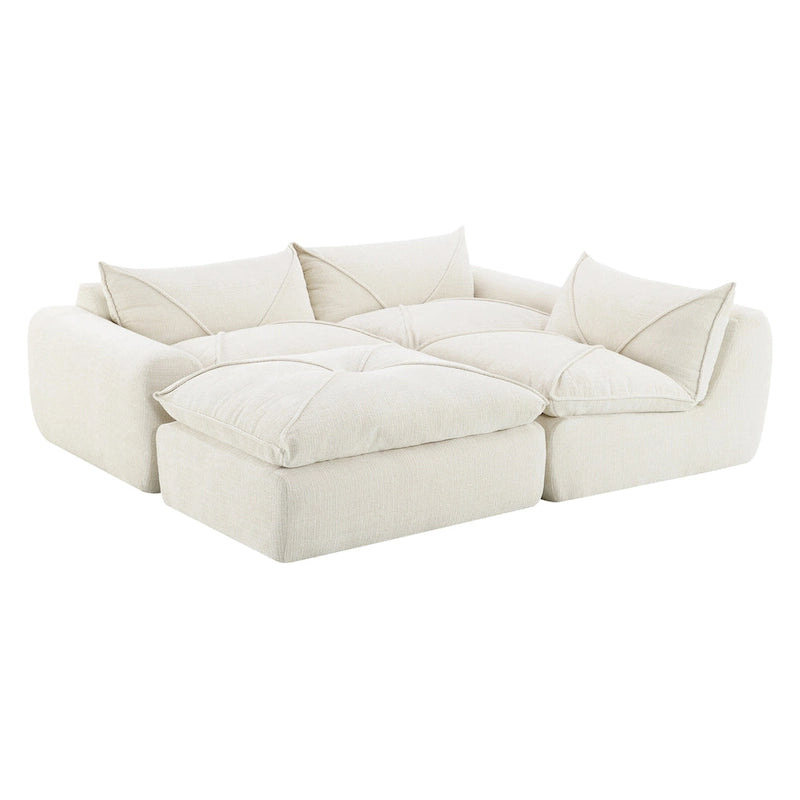 116-Inch Modern Chenille Sectional Sofa with High-Density Foam