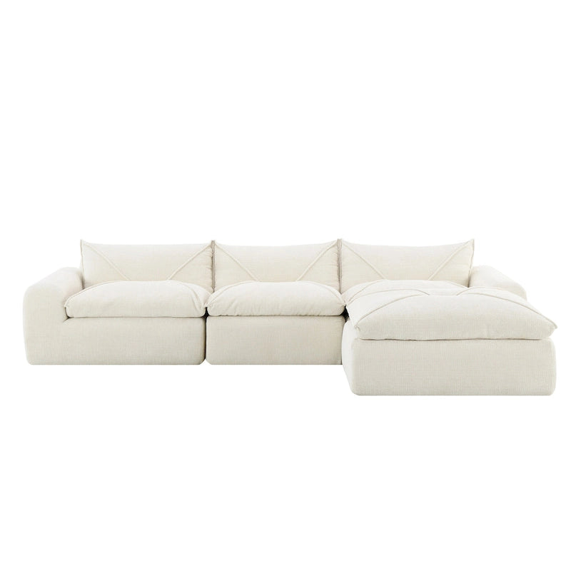 116-Inch Modern Chenille Sectional Sofa with High-Density Foam