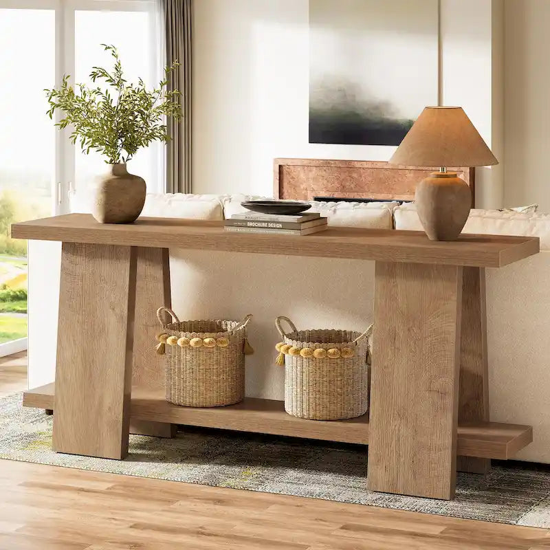 70.8" Modern 2-Tier Console Table for Entryway - Brown
