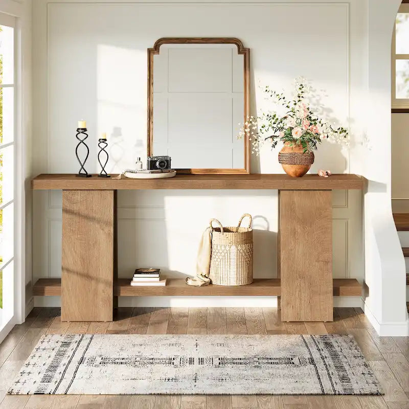 70.8" Modern 2-Tier Console Table for Entryway - Brown