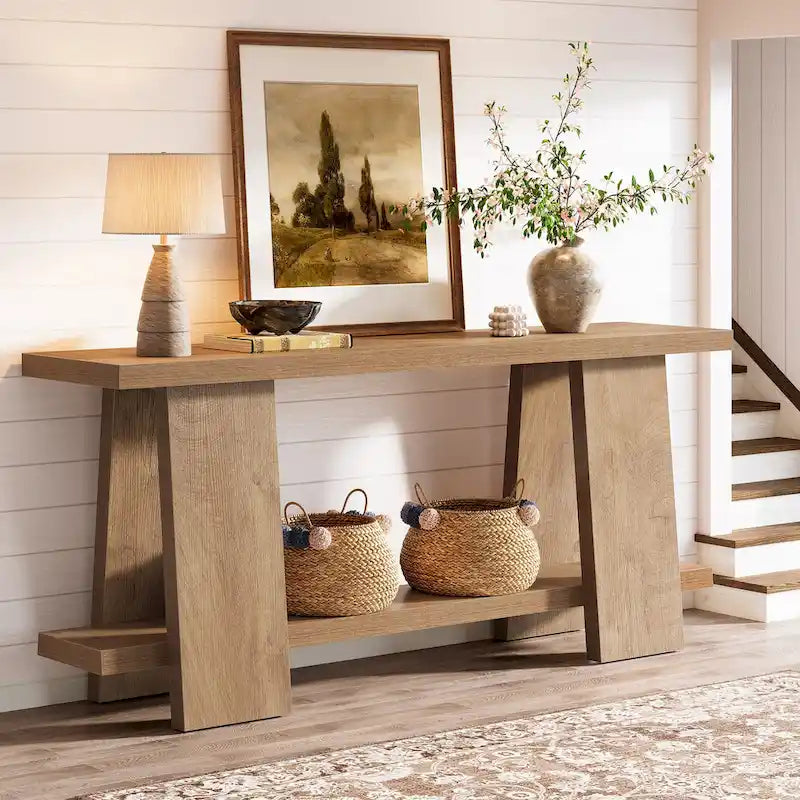 70.8" Modern 2-Tier Console Table for Entryway - Brown