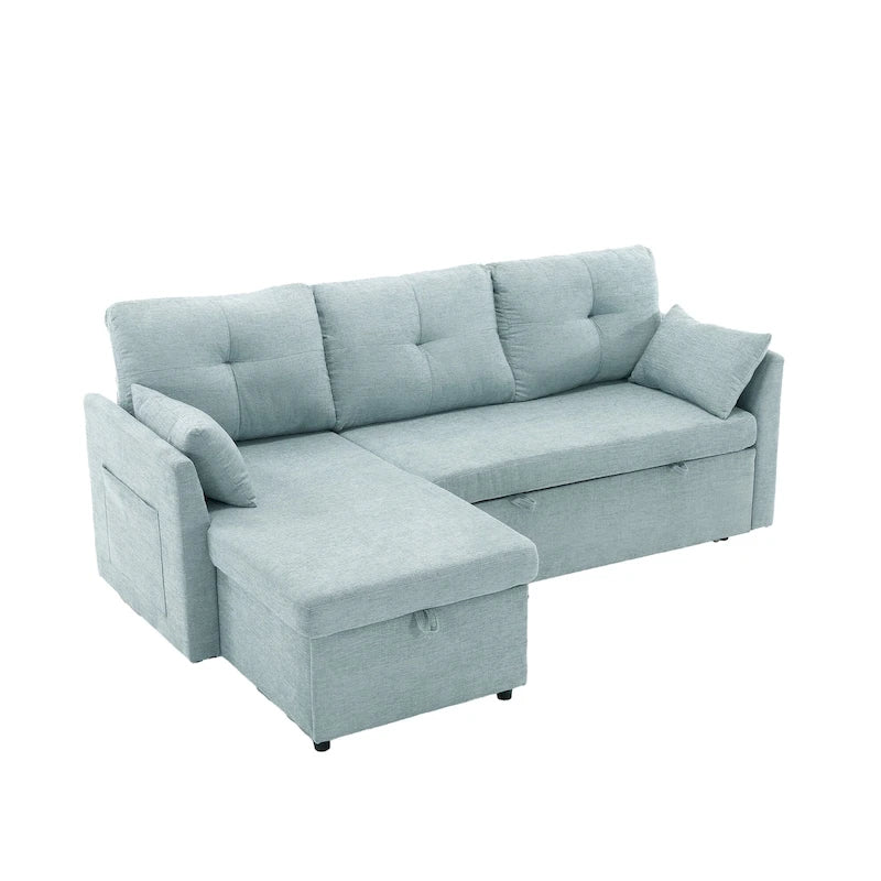 Green 81.1" L-Shaped Sectional Sofa with Reversible Chaise & Storage