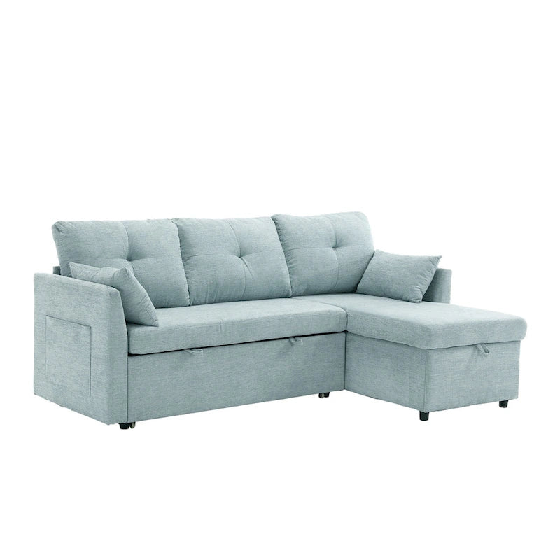Green 81.1" L-Shaped Sectional Sofa with Reversible Chaise & Storage