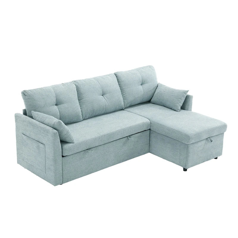 Green 81.1" L-Shaped Sectional Sofa with Reversible Chaise & Storage