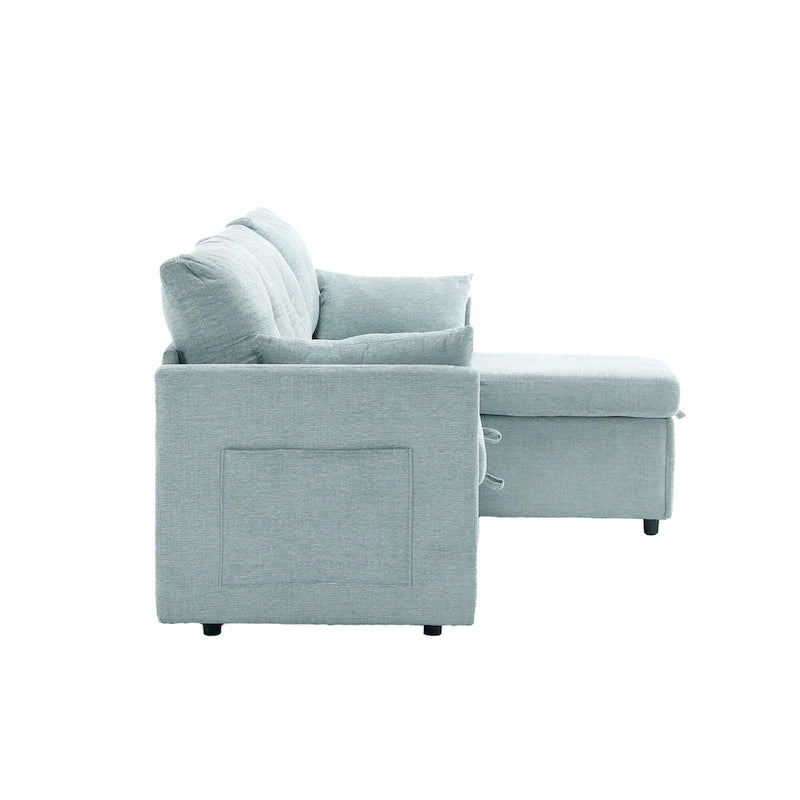 Green 81.1" L-Shaped Sectional Sofa with Reversible Chaise & Storage