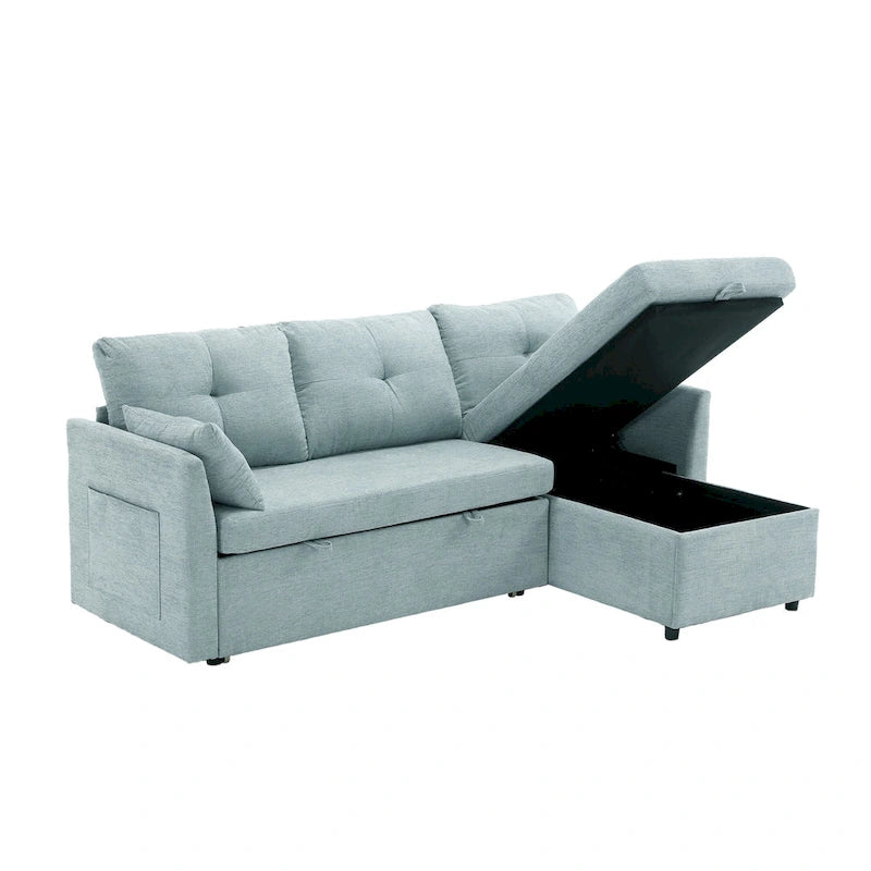 Green 81.1" L-Shaped Sectional Sofa with Reversible Chaise & Storage