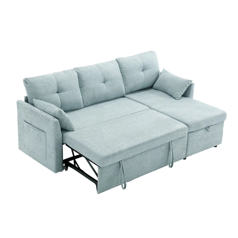 Green 81.1" L-Shaped Sectional Sofa with Reversible Chaise & Storage