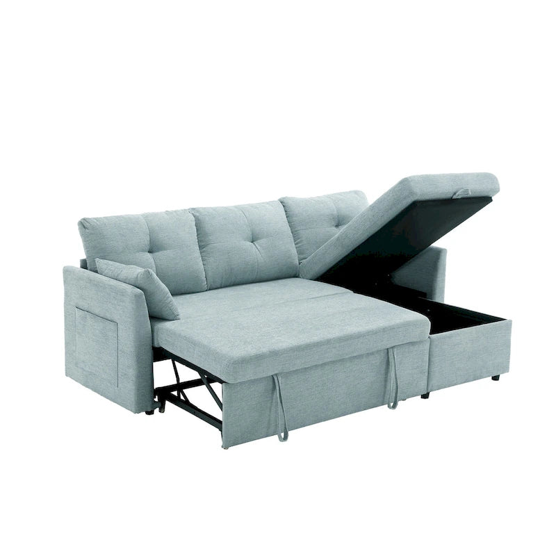 Green 81.1" L-Shaped Sectional Sofa with Reversible Chaise & Storage