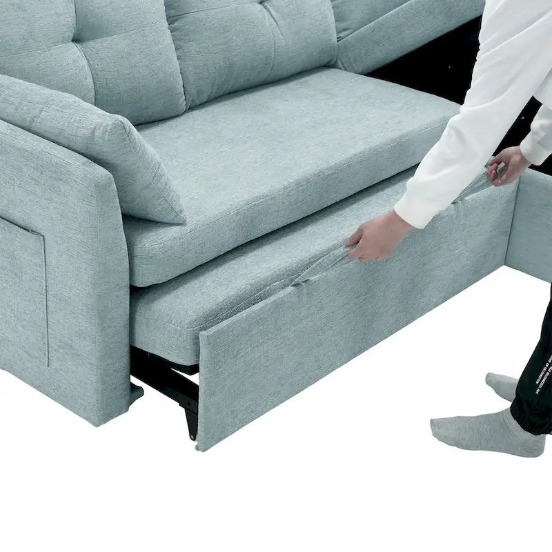 Green 81.1" L-Shaped Sectional Sofa with Reversible Chaise & Storage