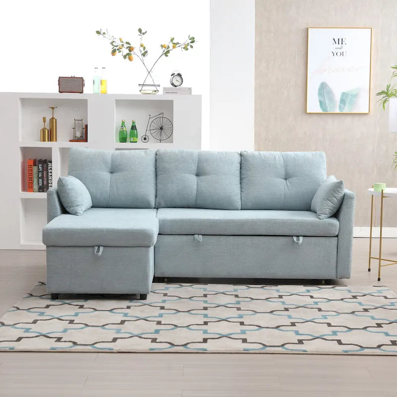 Green 81.1" L-Shaped Sectional Sofa with Reversible Chaise & Storage