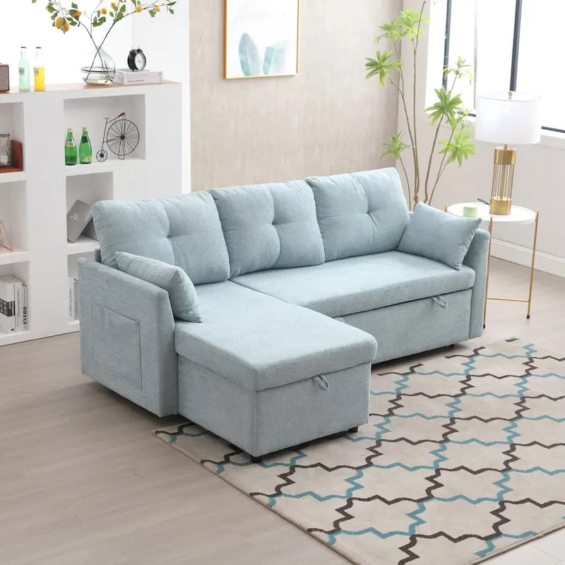 Green 81.1" L-Shaped Sectional Sofa with Reversible Chaise & Storage