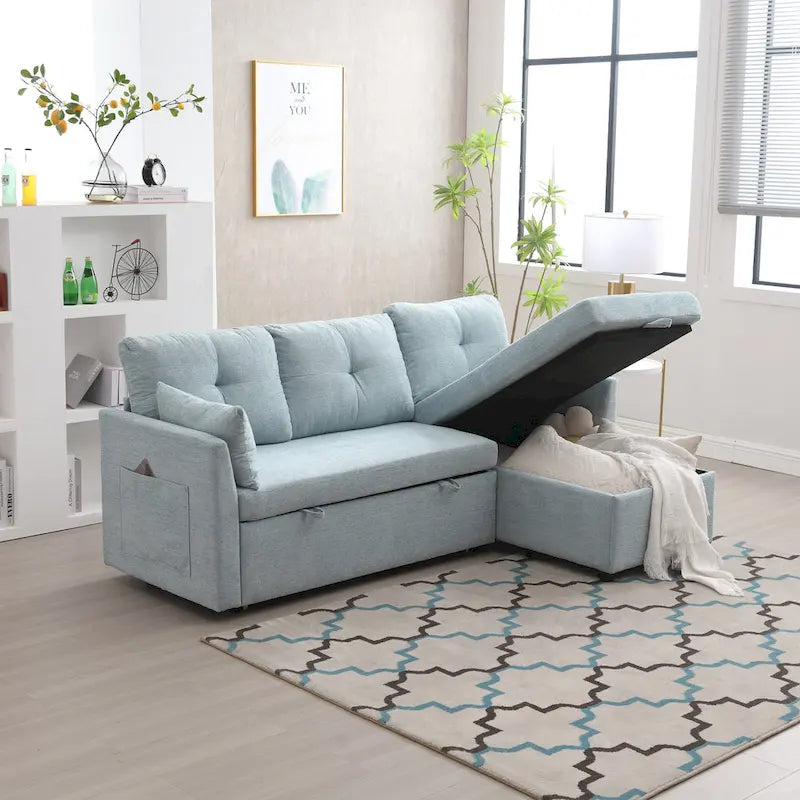 Green 81.1" L-Shaped Sectional Sofa with Reversible Chaise & Storage